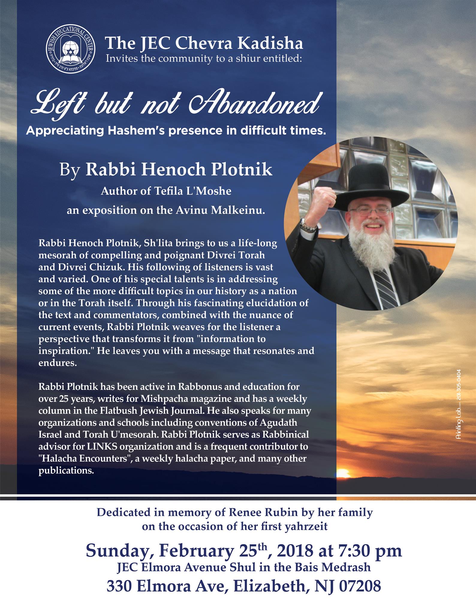to see the flyer for the Zayin Adar 5778 event w/ Rabbi Henoch Plotnik, click!